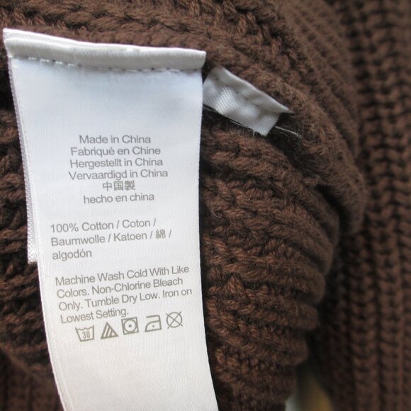 J Crew Sweater Womens Medium Relaxed Rollneck Fisherman Ribbed Chunky Knit Brown - Picture 5 of 8